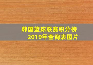 韩国篮球联赛积分榜2019年查询表图片