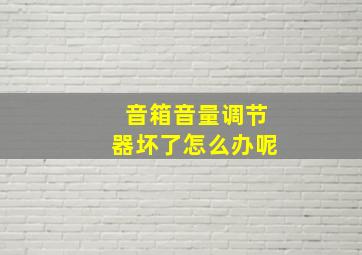 音箱音量调节器坏了怎么办呢