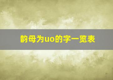 韵母为uo的字一览表