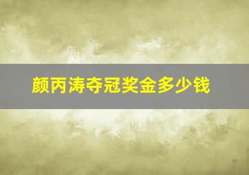 颜丙涛夺冠奖金多少钱