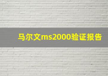 马尔文ms2000验证报告