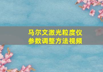 马尔文激光粒度仪参数调整方法视频