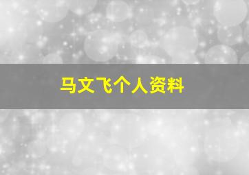 马文飞个人资料