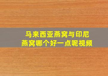 马来西亚燕窝与印尼燕窝哪个好一点呢视频