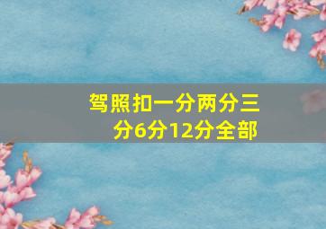 驾照扣一分两分三分6分12分全部