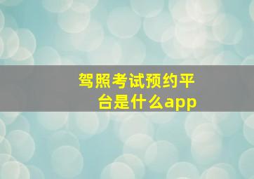 驾照考试预约平台是什么app