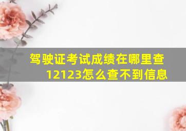 驾驶证考试成绩在哪里查12123怎么查不到信息