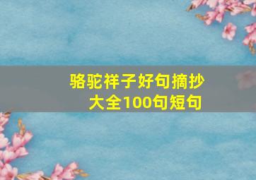 骆驼祥子好句摘抄大全100句短句