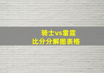 骑士vs雷霆比分分解图表格