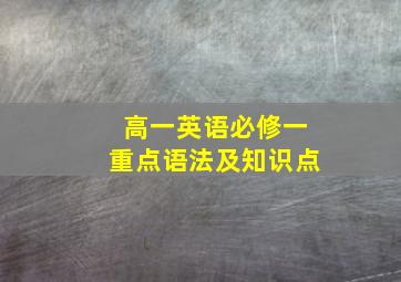 高一英语必修一重点语法及知识点