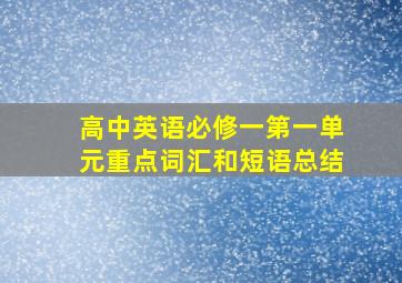 高中英语必修一第一单元重点词汇和短语总结