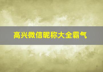 高兴微信昵称大全霸气