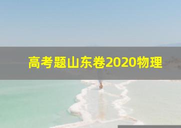 高考题山东卷2020物理