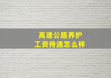 高速公路养护工资待遇怎么样