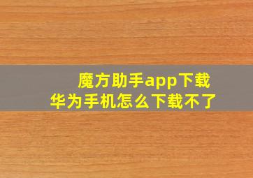 魔方助手app下载华为手机怎么下载不了