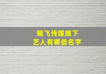 鲸飞传媒旗下艺人有哪些名字