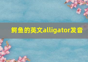 鳄鱼的英文alligator发音