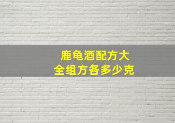 鹿龟酒配方大全组方各多少克