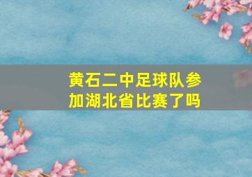 黄石二中足球队参加湖北省比赛了吗