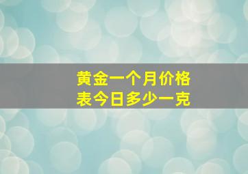 黄金一个月价格表今日多少一克