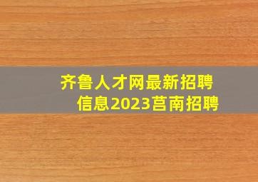 齐鲁人才网最新招聘信息2023莒南招聘