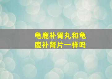 龟鹿补肾丸和龟鹿补肾片一样吗